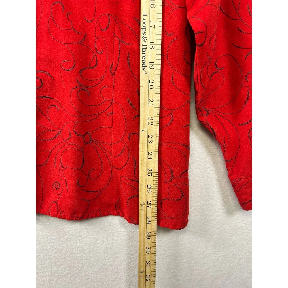 Sag Harbor Red Scroll Print 2X‎ Collared Long Sleeve Botton Down Shirt